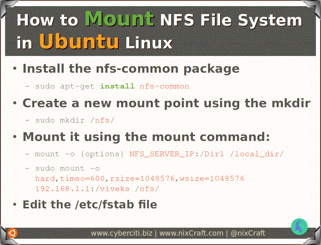 如何在 Ubuntu Linux 中挂载 NFS 文件系统